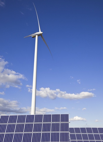 Wind turbines and solar panels