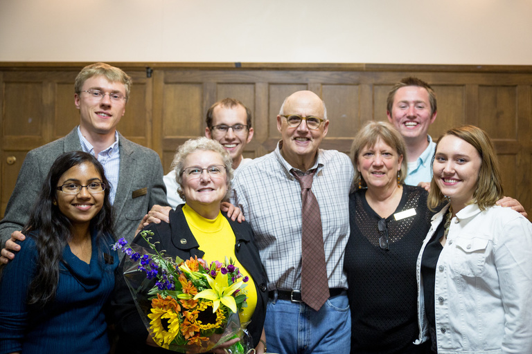 Group photo of Jeffrey Tambor, Dr. Foens, and the ULC