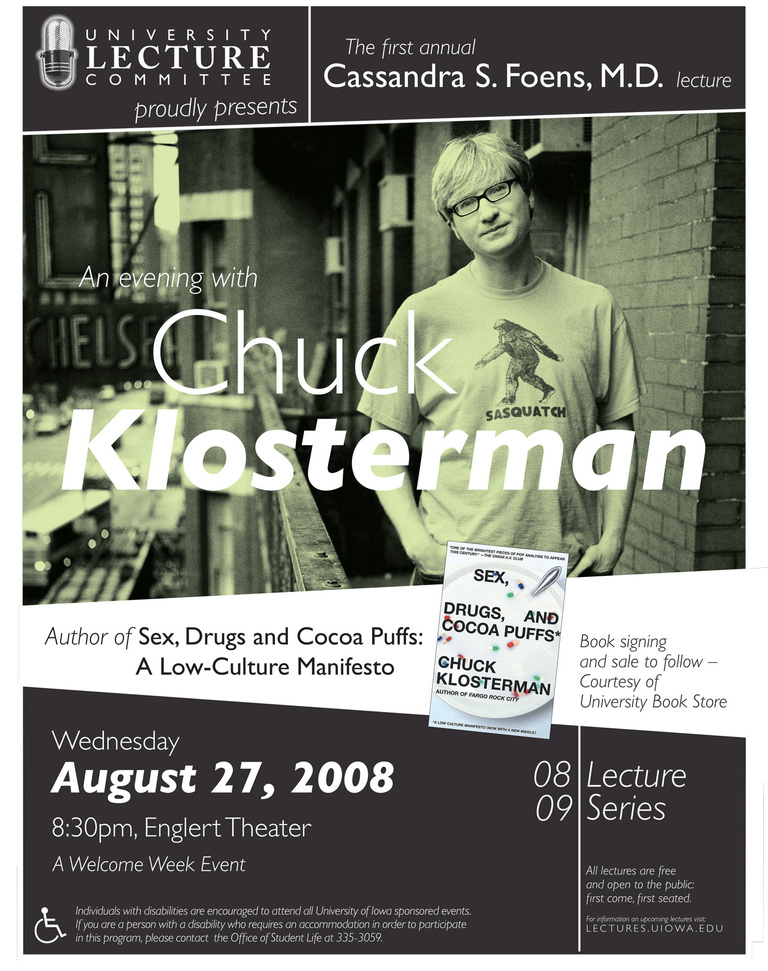 Poster for Chuck Klosterman Event