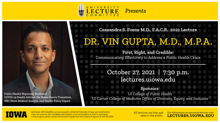 Poster for Dr. Vin Gupta event