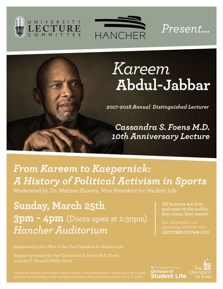 Poster for Kareem Abdul-Jabbar Event